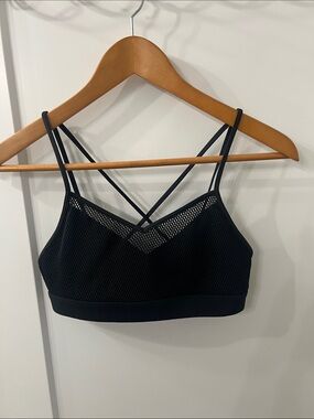 ALO Yoga Black Mesh Crisscross Sports Bra
